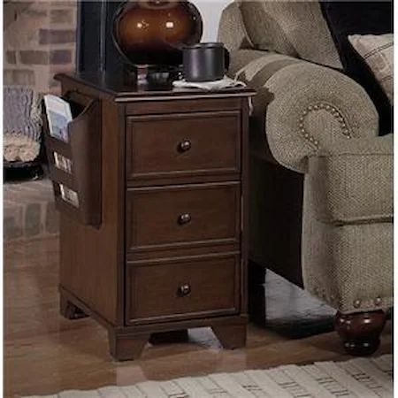 Magazine Storage End Table with Drink Tray, Storage Door and 2 Magazine Racks 